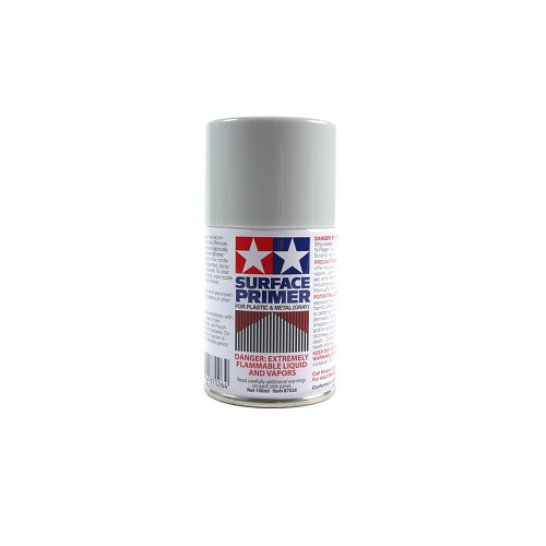 Tamiya Fine Surface Primer – Light Grey – 180ml Spray Can – For Model Kits